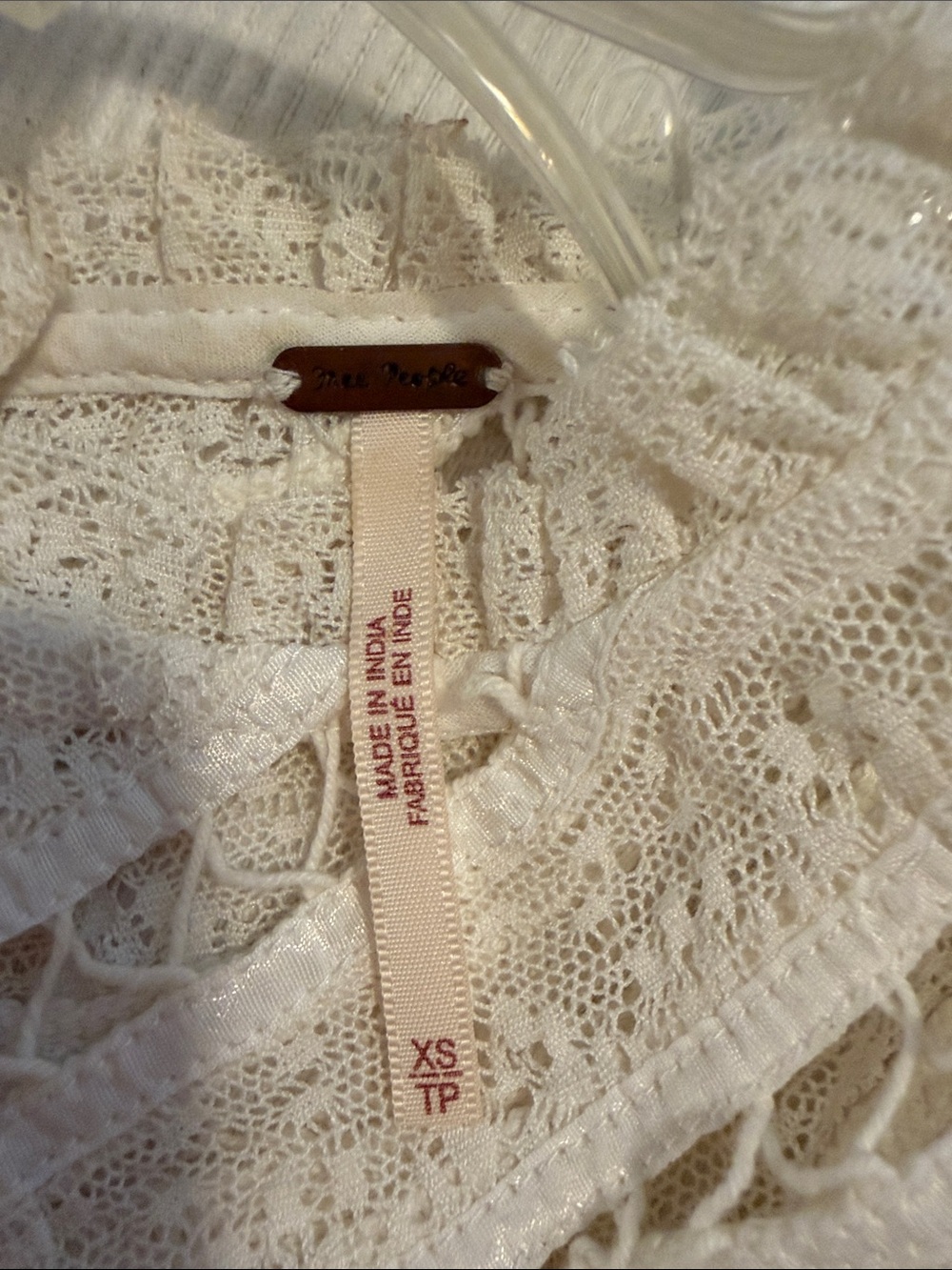 Free People White Lace-Inset Boho Peasant Top - Picture 3 of 5